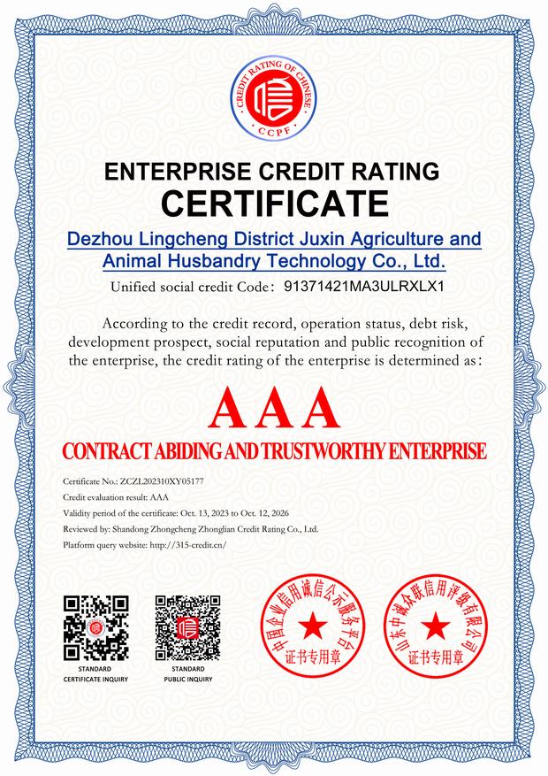 ENTERPRISE CREDIT RATING CERTIFICATE