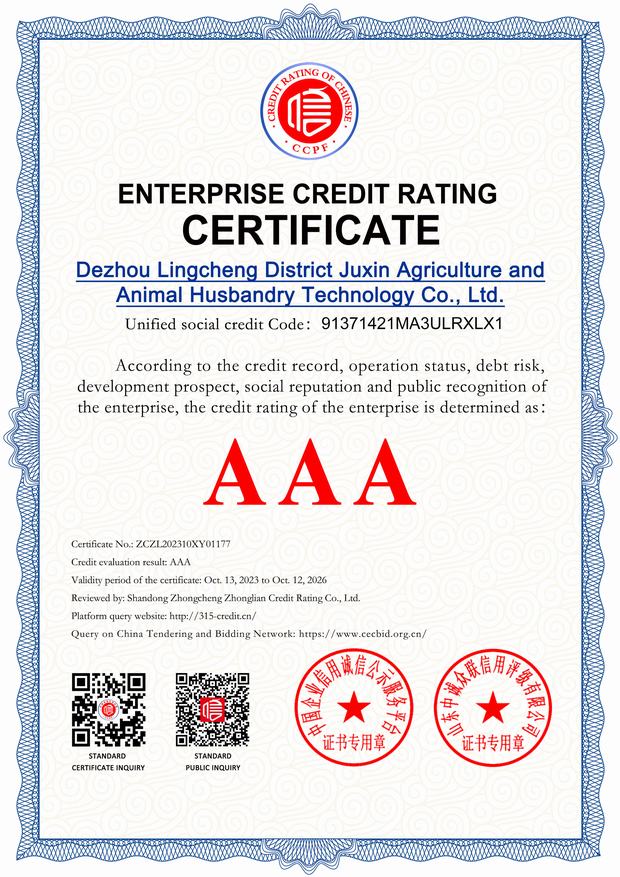 ENTERPRISE CREDIT RATING CERTIFICATE